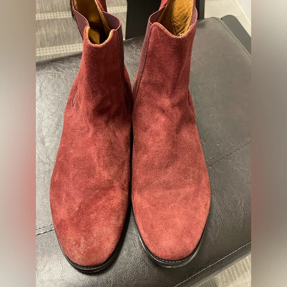 ORO Los Angeles Suede Granada Chelsea Boot in Burgundy US 11